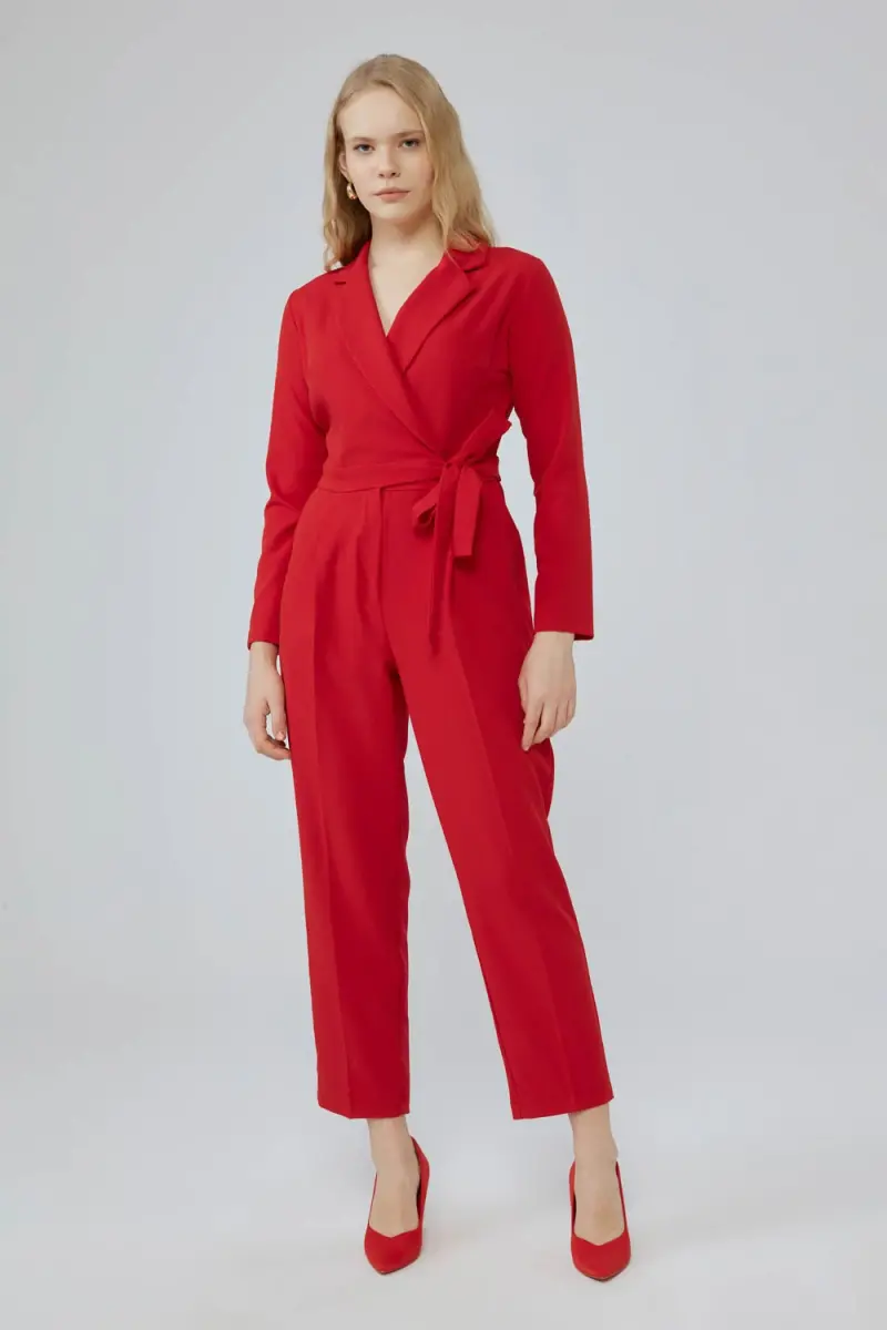 Red jumpsuit sale with jacket