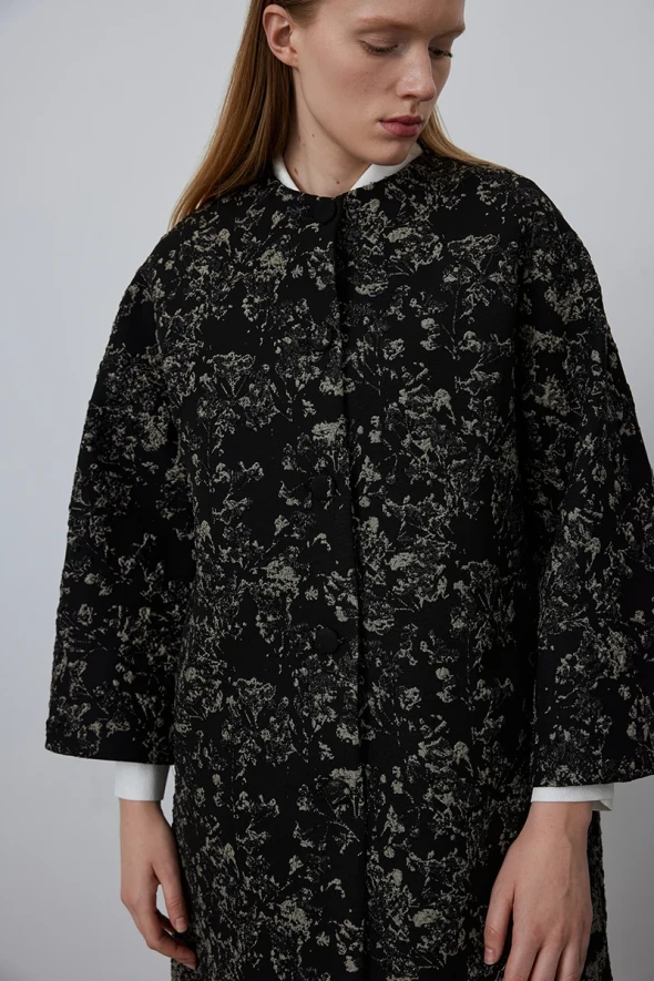 Jacquard Caftan - Black - 5