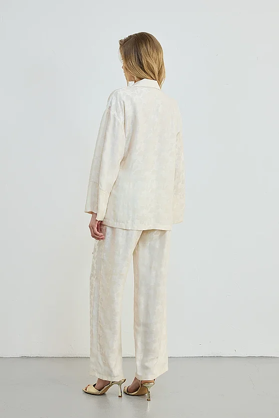 Jacquard Patterned Kimono - Ecru - 4