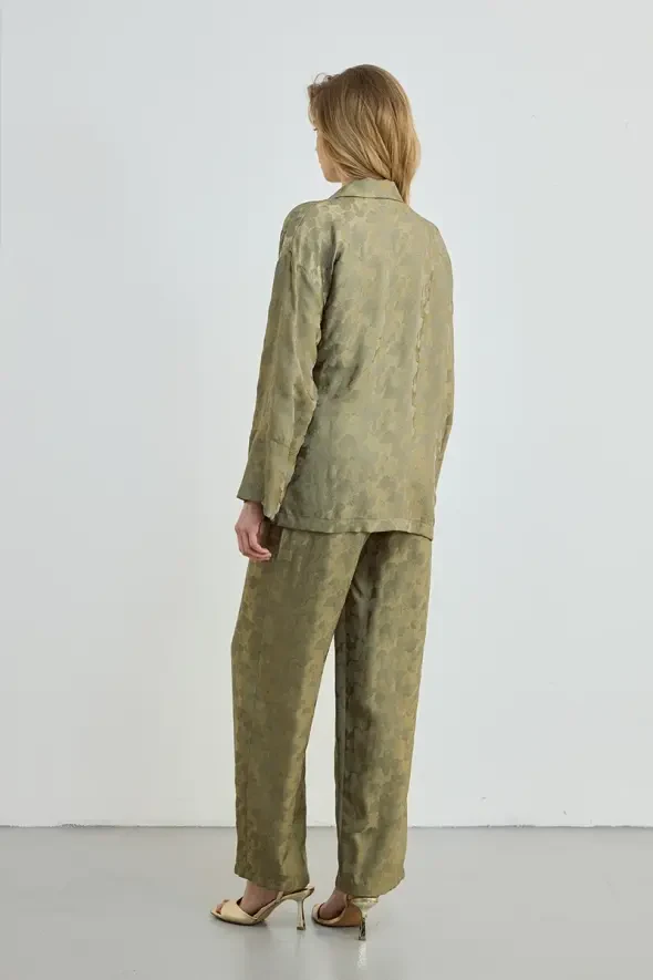 Jacquard Patterned Kimono - Green - 4