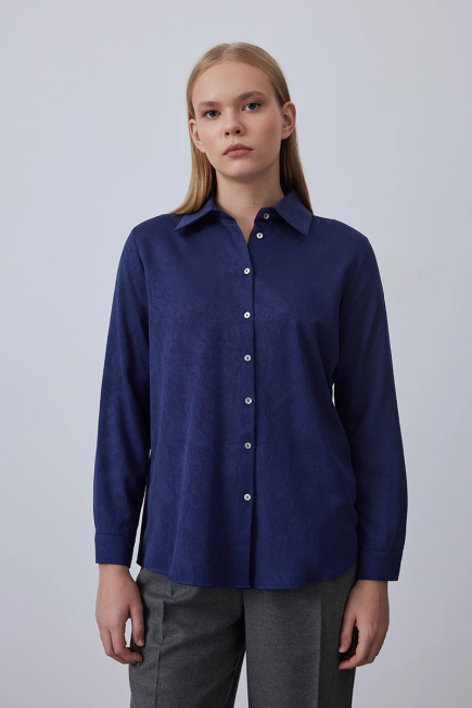 Jacquard Patterned Shirt - Navy Navy Blue