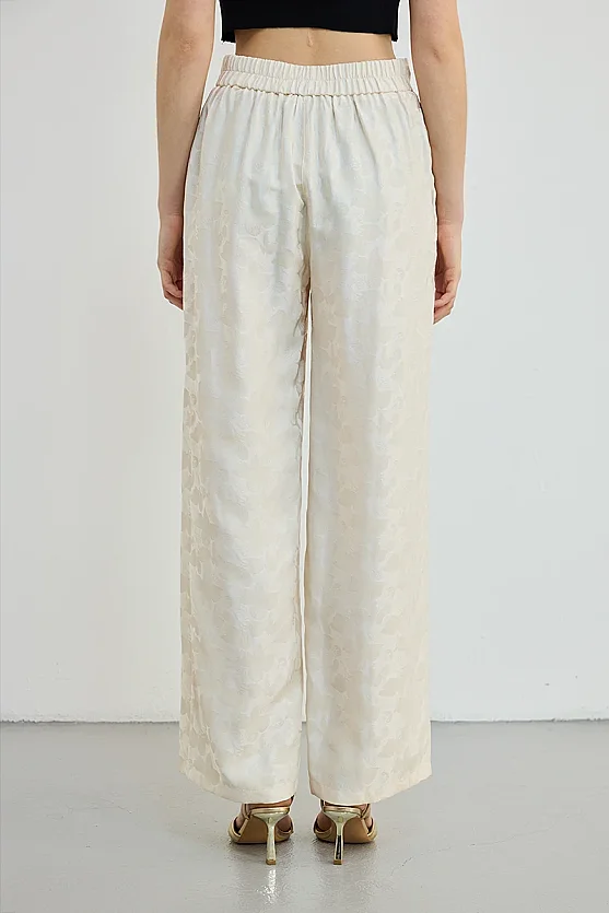 Jacquard Patterned Trousers - Ecru - Gusto