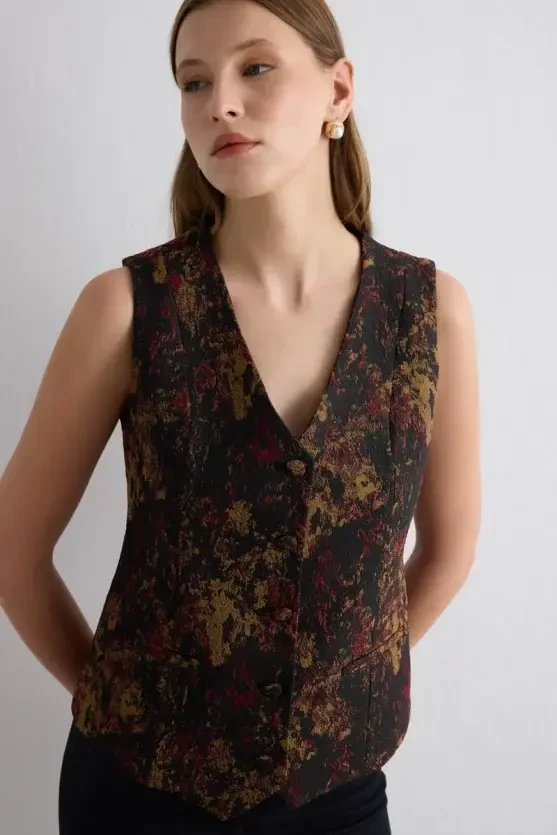 Jacquard Vest - Black - Gusto