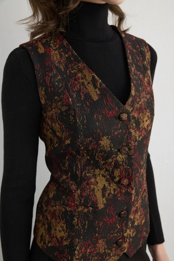 Jacquard Vest Black - Gusto