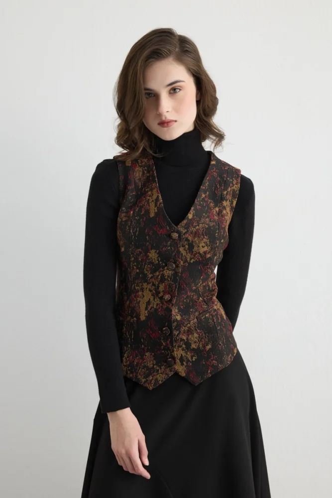 Jacquard Vest Black Black