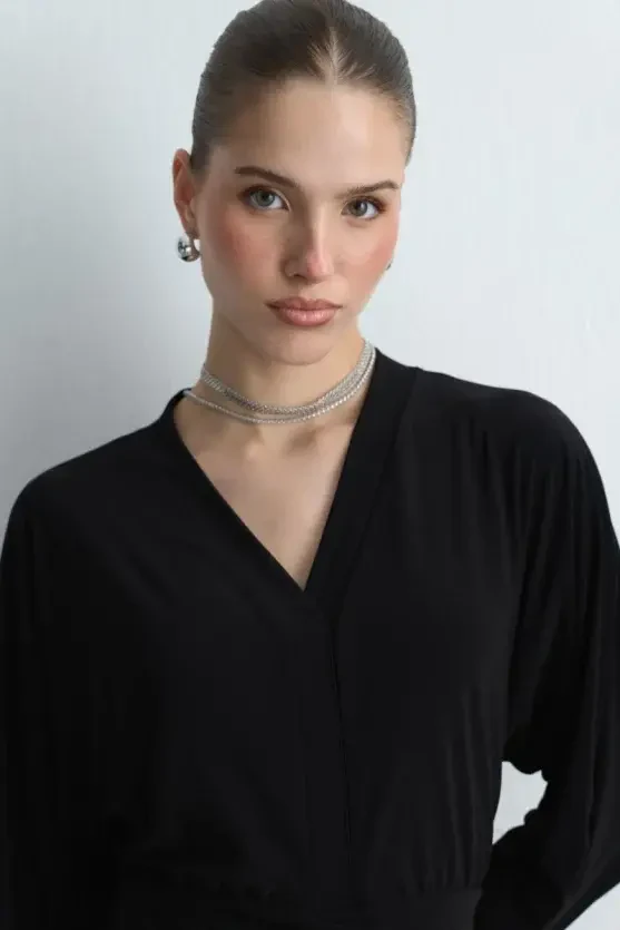 Jersey Midi Dress - Black - Gusto