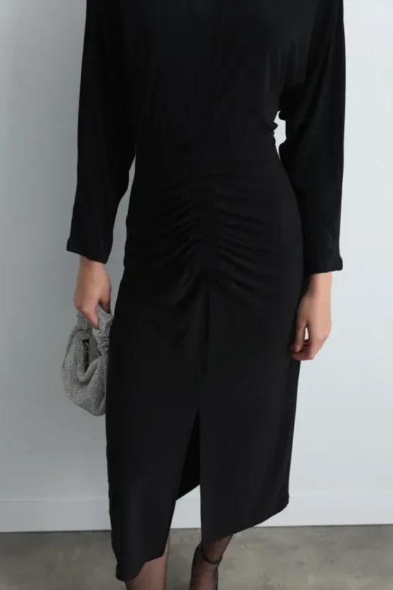 Jersey Midi Dress - Black - Gusto