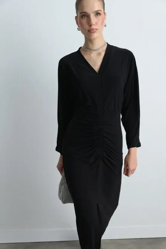 Jersey Midi Dress - Black - 4