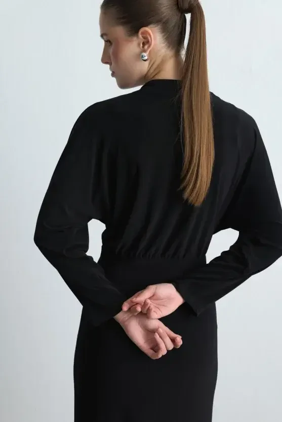 Jersey Midi Dress - Black - Gusto