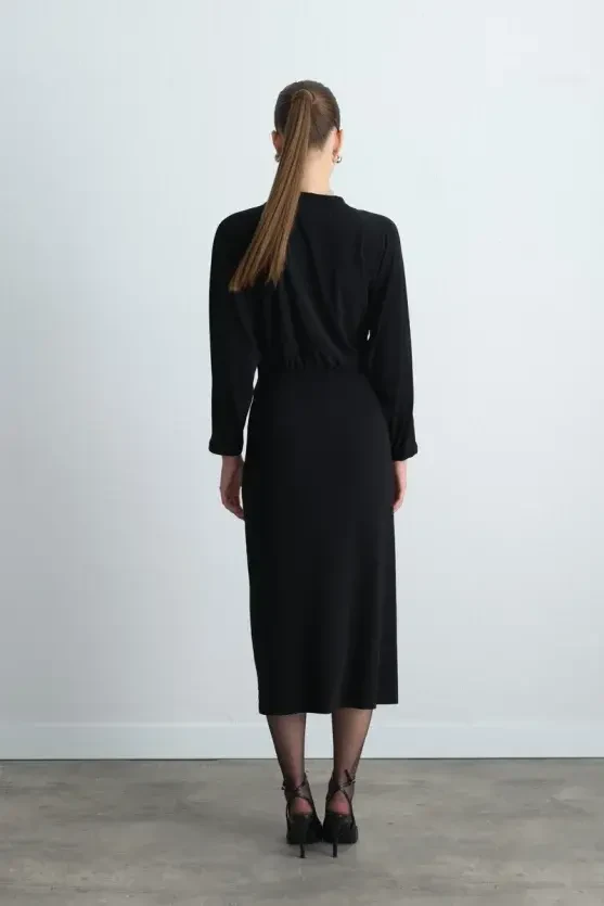 Jersey Midi Dress - Black - 7