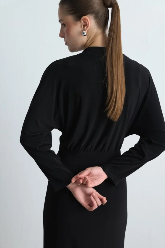 Jersey Midi Dress Black - Gusto