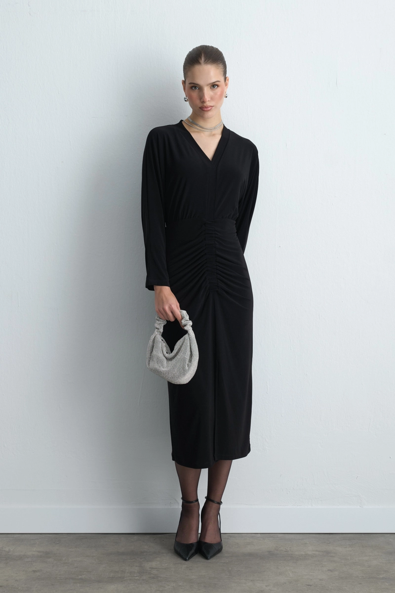 Jersey Midi Dress Black - Gusto