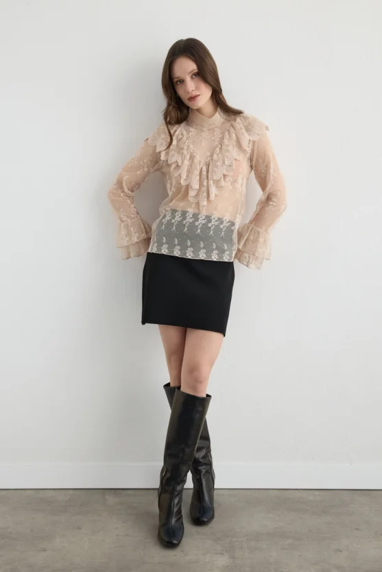 Knit Mini Skirt - Black - Gusto