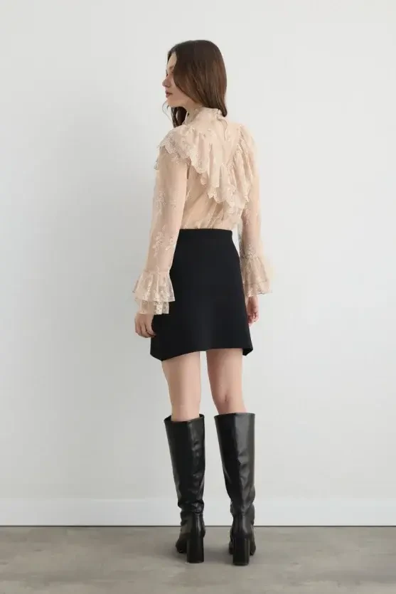 Knit Mini Skirt - Black - 6