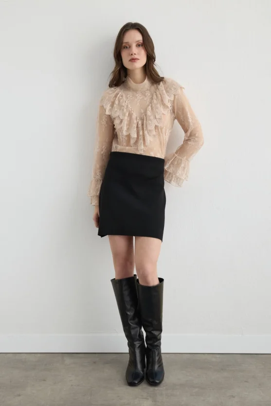 Knit Mini Skirt Black - Gusto