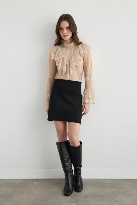 Knit Mini Skirt Black - 1