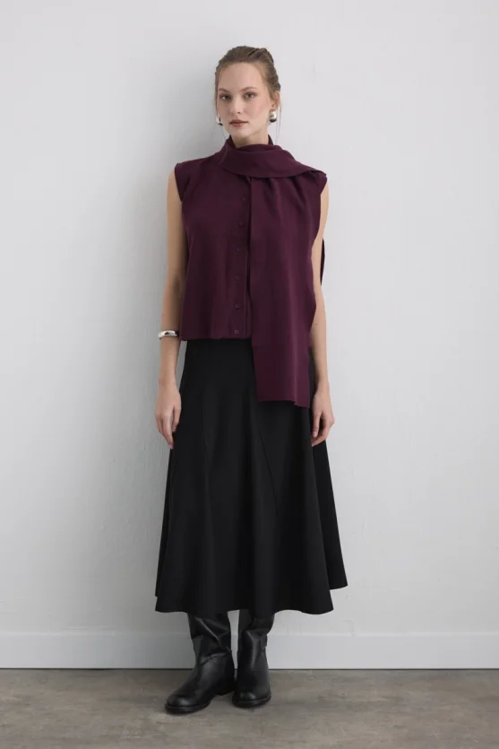 Knit Vest with Scarf Mulberry - Gusto