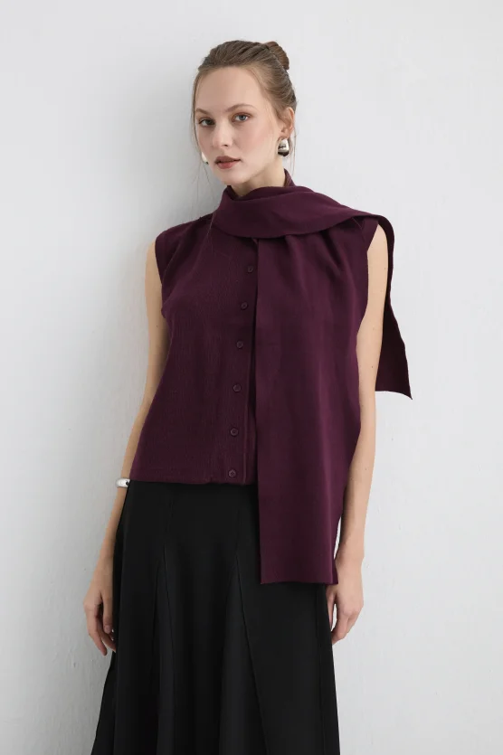 Knit Vest with Scarf Mulberry - Gusto