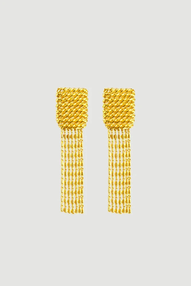 Knitted Detail Dangling Earrings - Gold Gold