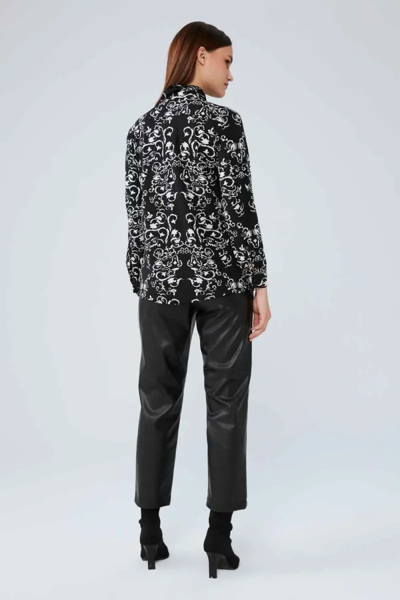 Knitted Patterned Shirt - Black - 4