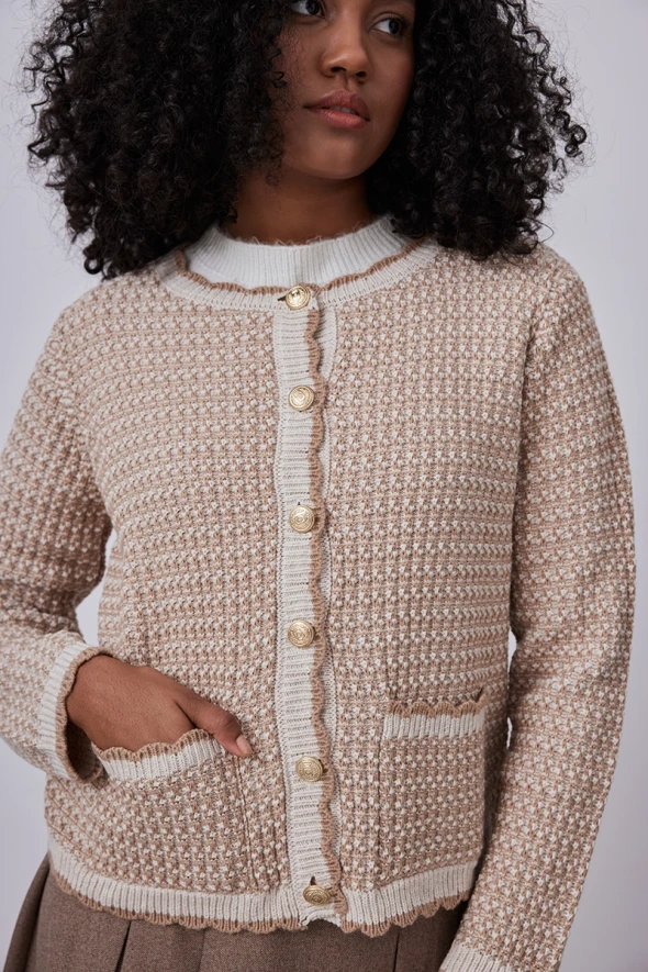 Knitwear Cardigan with Pockets - Beige - 3