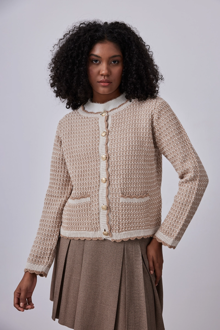 Knitwear Cardigan with Pockets - Beige Beige