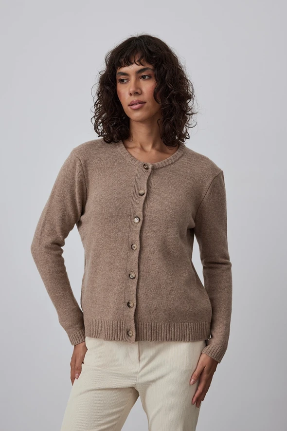 Knitwear Cardigan with Wool - Mink - 1