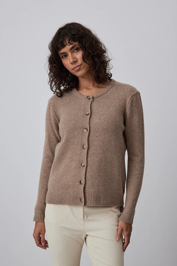 Knitwear Cardigan with Wool - Mink - 3