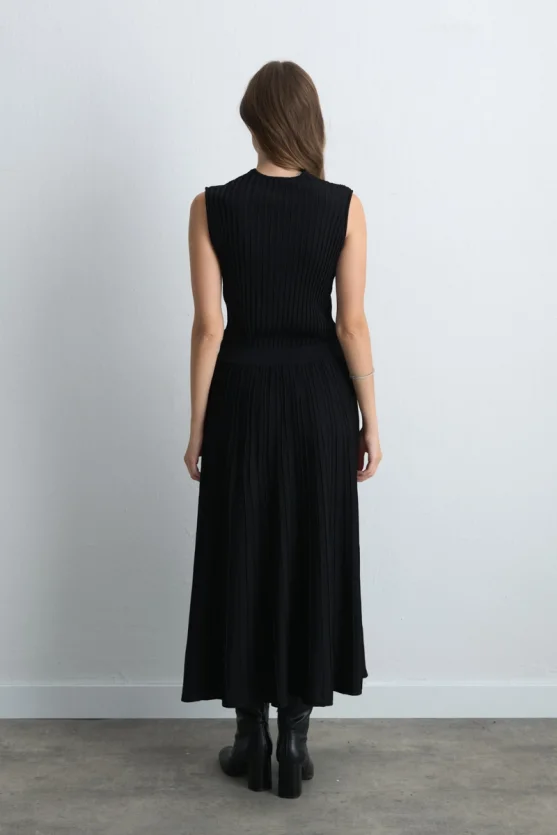 Knot Detail Viscose Knit Blouse Black - 5