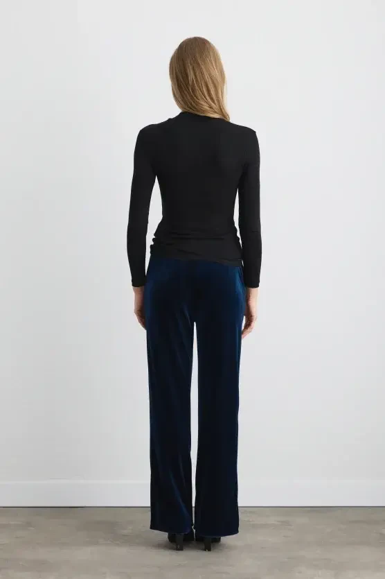 Knotted-Neck Viscose Lycra Blouse - Black - 5