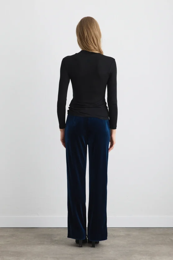 Knotted Neck Viscose Lycra Blouse Black - Gusto