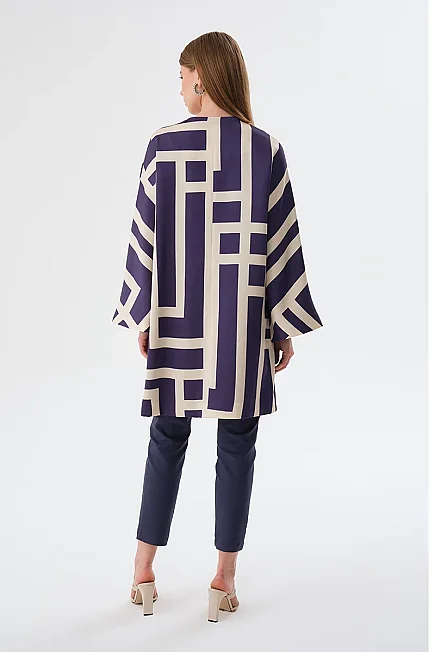 Labyrinth Print Kaftan - Navy - 5