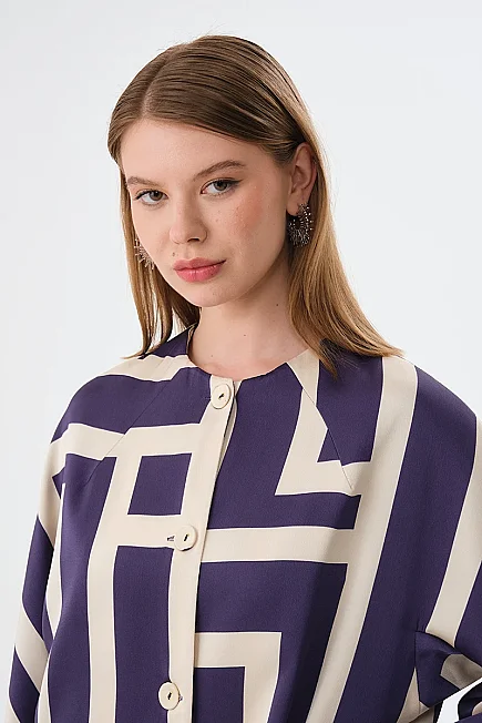 Labyrinth Print Kaftan - Navy - 4