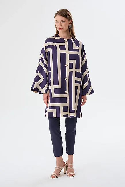 Labyrinth Print Kaftan - Navy Navy Blue