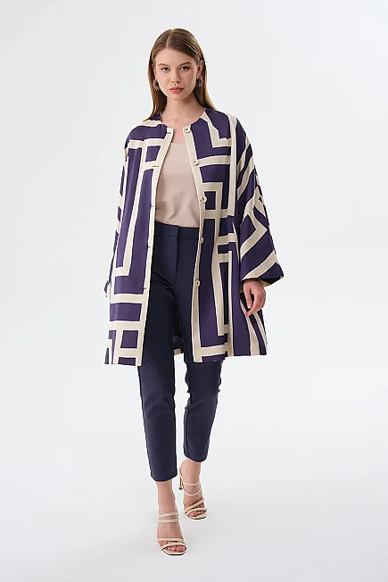 Labyrinth Print Kaftan - Navy - 2
