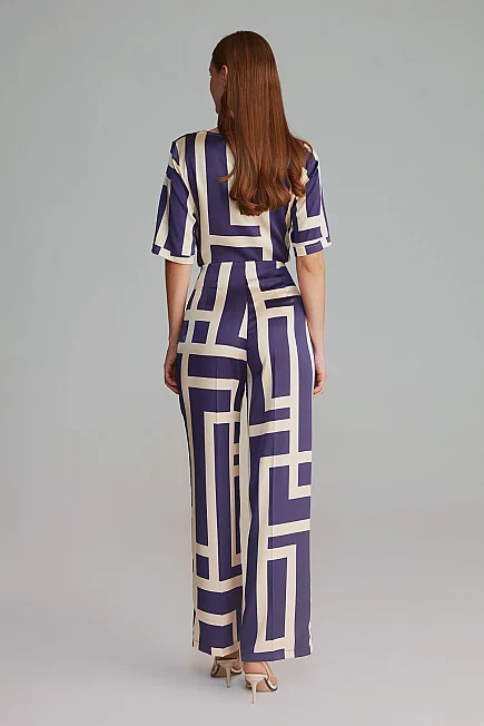 Labyrinth Print Trousers - Navy - 6