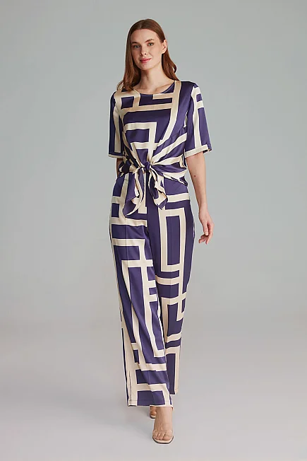 Labyrinth Print Trousers - Navy - 4
