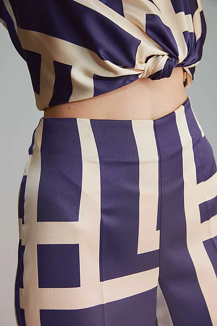 Labyrinth Print Trousers - Navy - 5