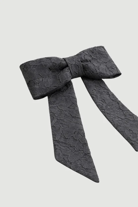 Lace Bow Hair Clip - Black - 2