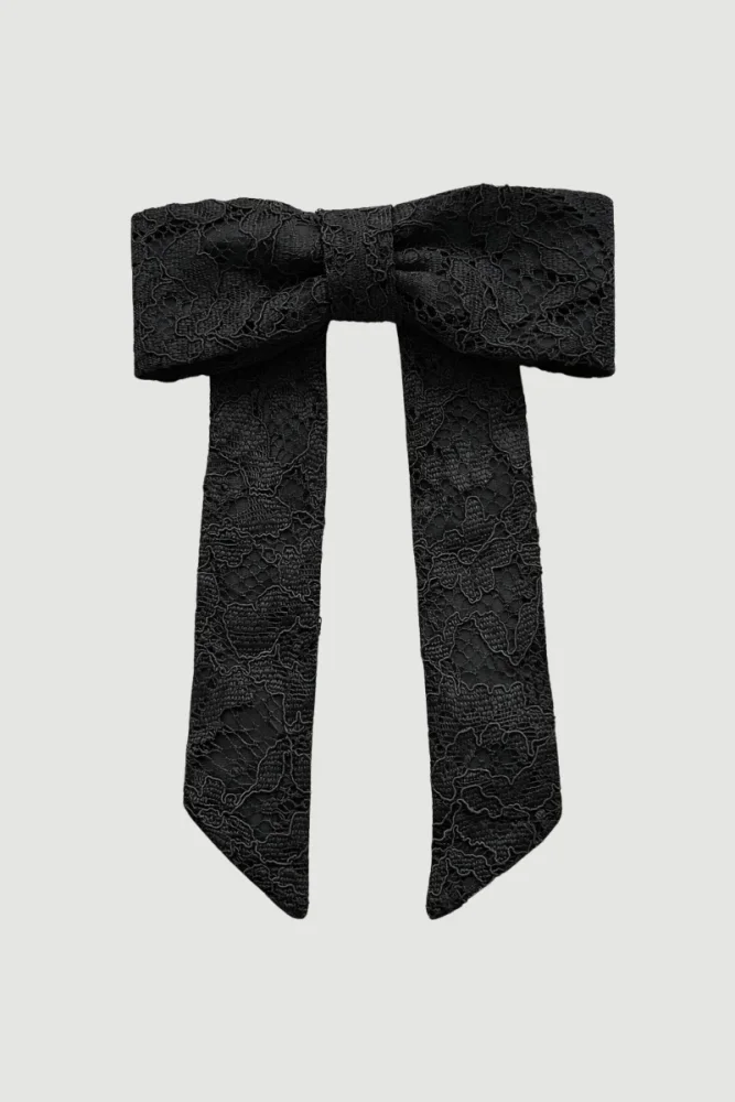 Lace Bow Hair Clip - Black