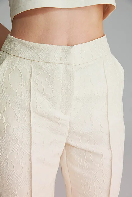 Lace Cigarette Trousers - Ecru - Gusto