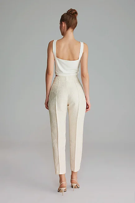 Lace Cigarette Trousers - Ecru - Gusto