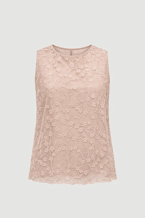 Lace Tank Blouse - Beige - Gusto