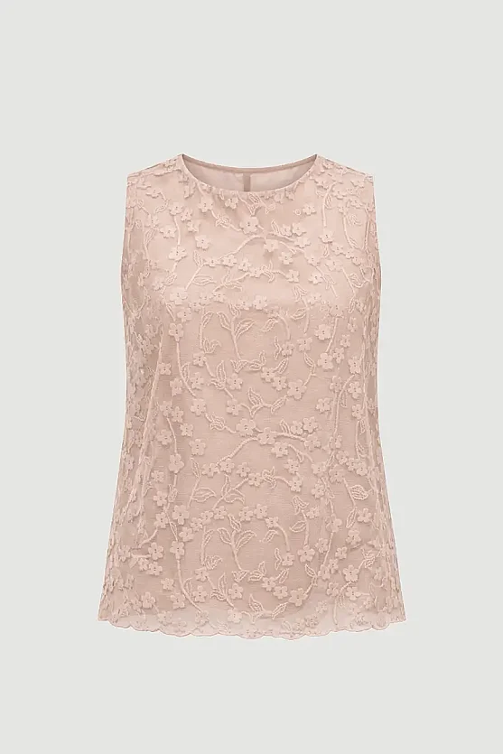 Lace Tank Blouse - Beige - 6