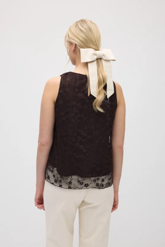 Lace Tank Blouse - Brown - 7