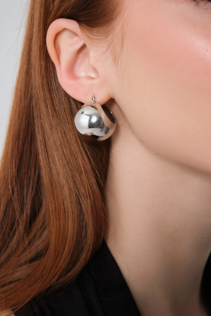 Large Ball Earrings - Silver Silver