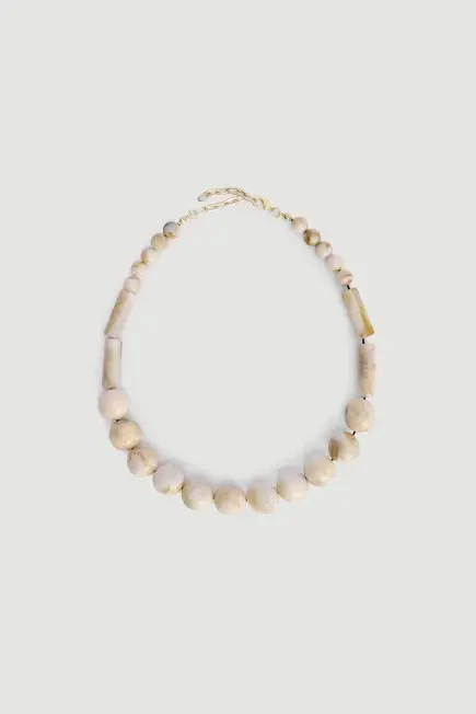 Large Beaded Necklace - Ecru Ecru