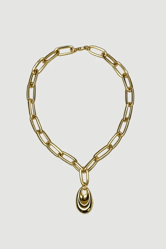Large Hoop Minimal Figure Necklace - Gold - Gusto