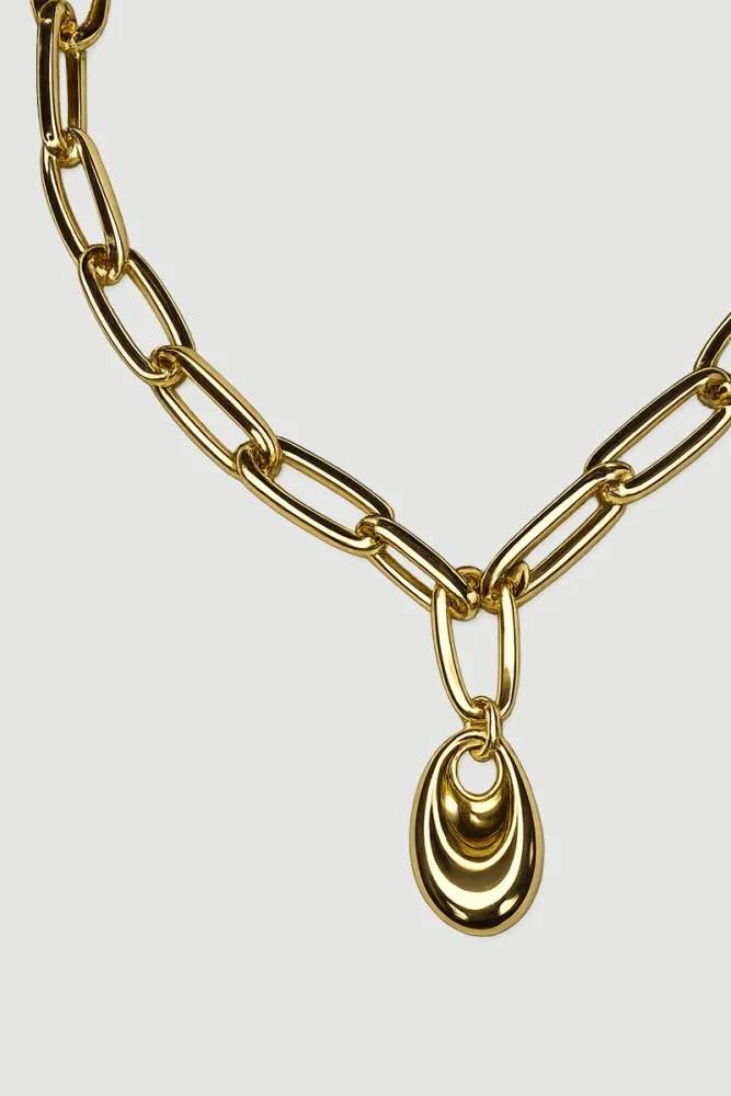 Large Hoop Minimal Figure Necklace - Gold - Gusto (1)