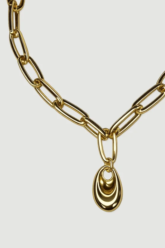 Large Hoop Minimal Figure Necklace - Gold - Gusto